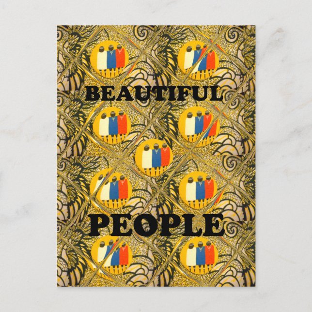 Beautiful People African Traditional Motif Colours Postcard (Front)
