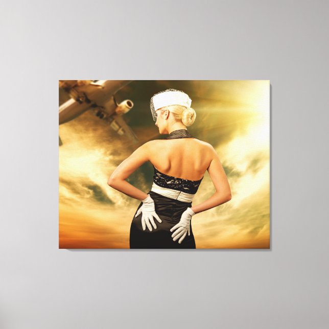 Beautiful People Retro Flight Attendant Canvas Art (Front)