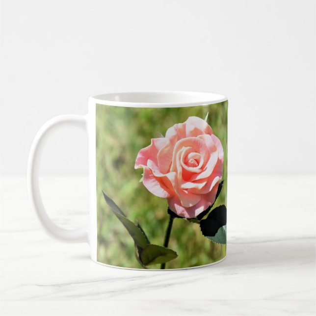 Beautiful Perfect Pink Rose Flower Coffee Mug (Left)