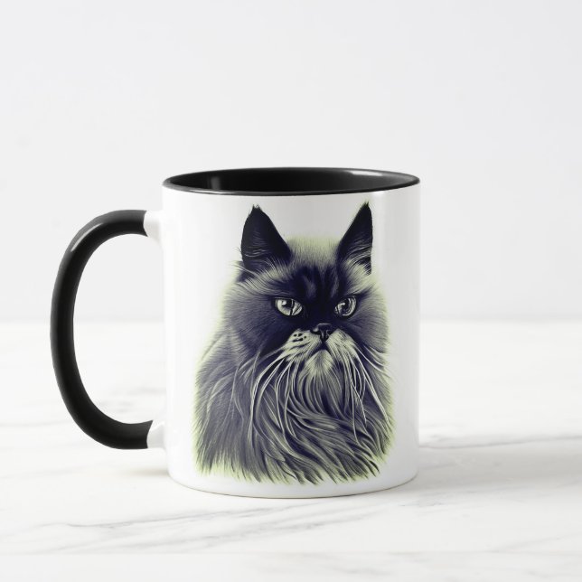 Beautiful Persian Cat in Black and White  Mug (Left)