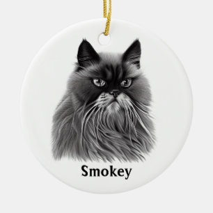 Beautiful Persian Cat with Optional Name Ceramic Tree Decoration