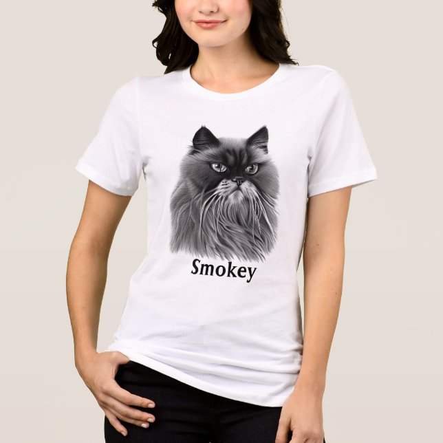 Beautiful Persian Cat with Optional Name Tri-Blend Shirt (Front)