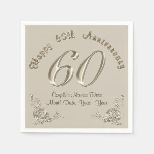 Beautiful Personalised 60th Anniversary Napkins