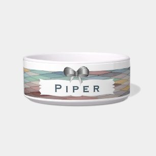 Beautiful Personalised Dog Bowl with Bow