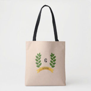 Beautiful Personalised Green Leaves Tote Bag