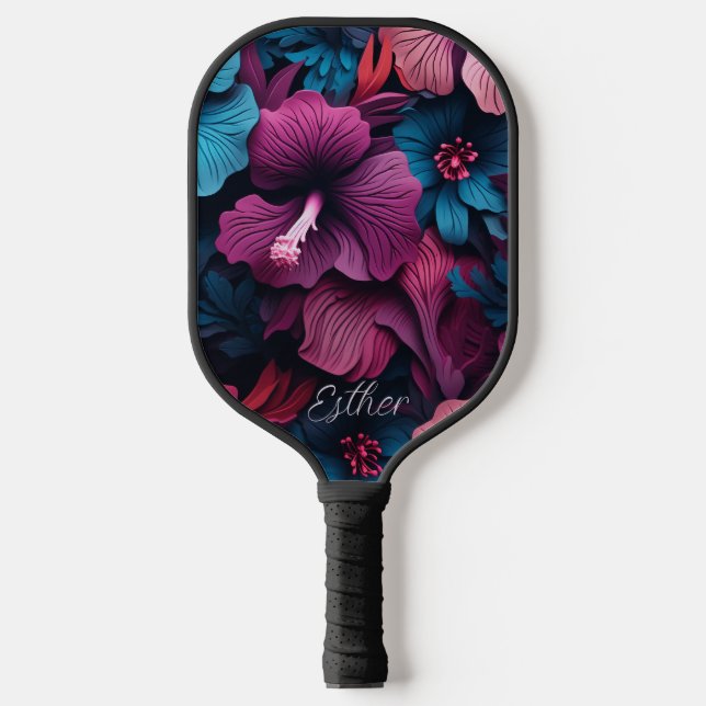 Beautiful Personalised hibiscus Pickleball Paddle (Front)