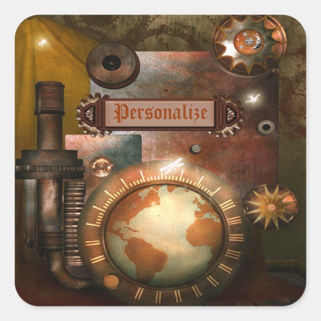 Beautiful Personalised Steampunk Stickers (Front)