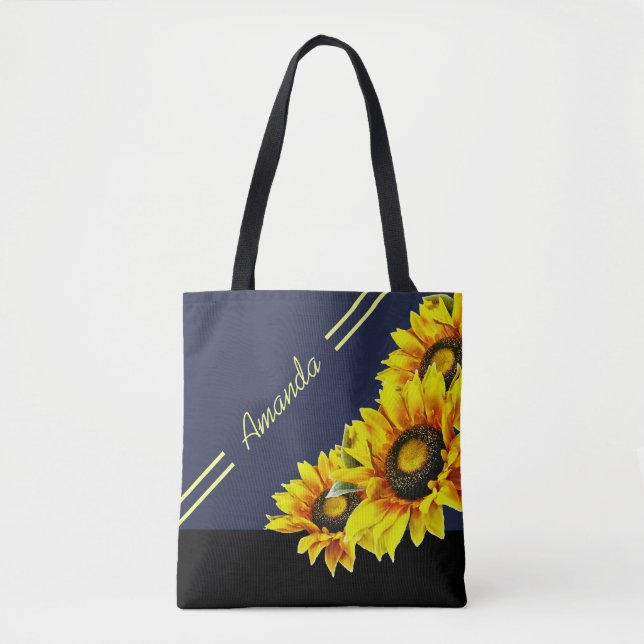 Beautiful Personalised Sunflower Tote Bag (Front)