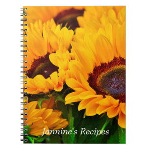 Beautiful Personalised Yellow Orange Sunflower Spiral Notebook