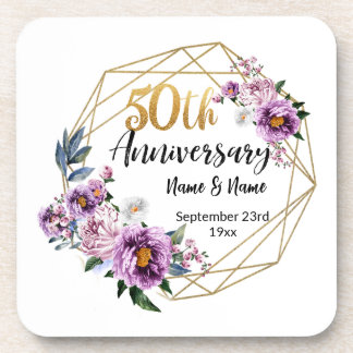 Beautiful Personalized 50th Anniversary Coaster