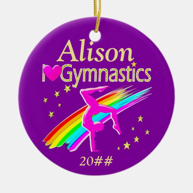 BEAUTIFUL PERSONALIZED AND DATED GYMNAST ORNAMENT (Front)