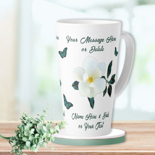 Beautiful Personalized, Magnolia Mugs, Butterflies Latte Mug