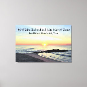 BEAUTIFUL PERSONALIZED SUNRISE WEDDING CANVAS PRINT