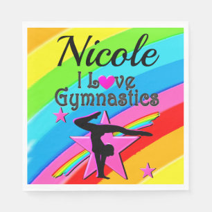 BEAUTIFUL PERSONLIZED I LOVE GYMNASTICS DESIGN NAPKIN