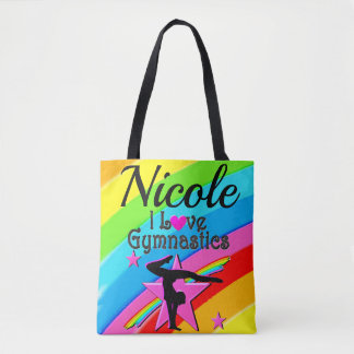 BEAUTIFUL PERSONLIZED I LOVE GYMNASTICS DESIGN TOTE BAG