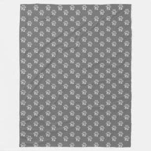 Beautiful Pet Paws on Grey Fleece Blanket