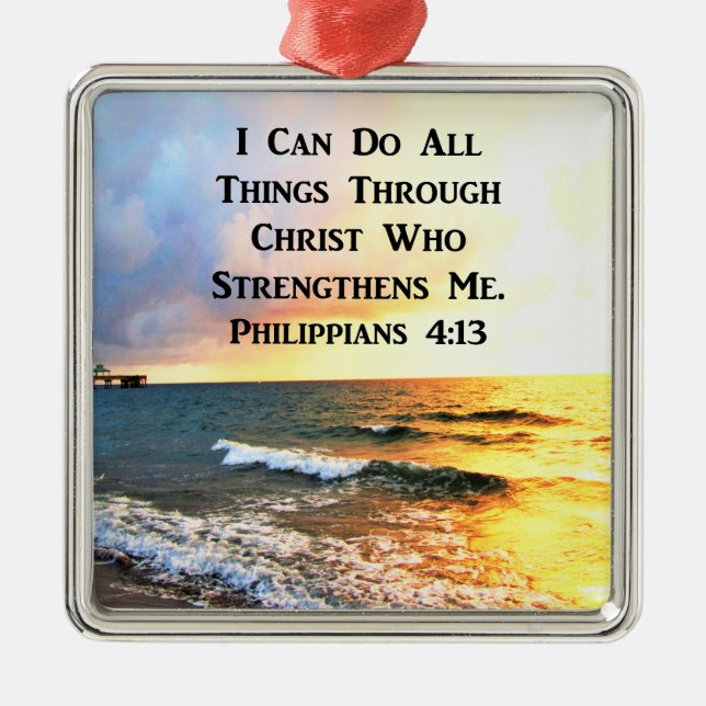 BEAUTIFUL PHILIPPIANS 4:13 SCRIPTURE PHOTO METAL TREE DECORATION (Front)