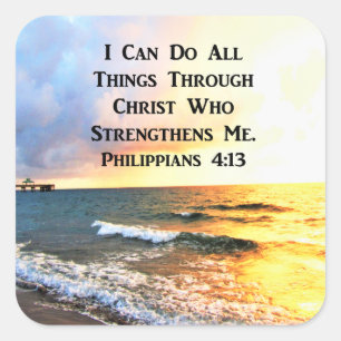 BEAUTIFUL PHILIPPIANS 4:13 SCRIPTURE PHOTO SQUARE STICKER