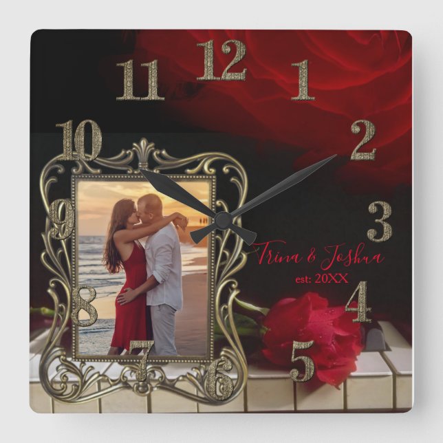 Beautiful Photo Clock on Piano Keys (Front)