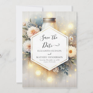Beautiful Photo Mason Jar Wedding Save The Date