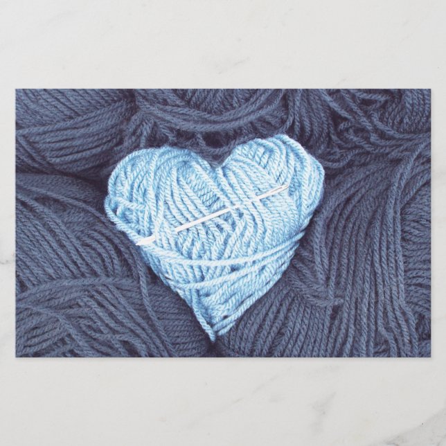 Beautiful photograph of blue wool heart (Front)