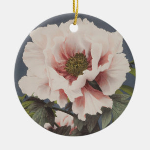 Beautiful photomechanical prints of Peony Flowers Ceramic Tree Decoration