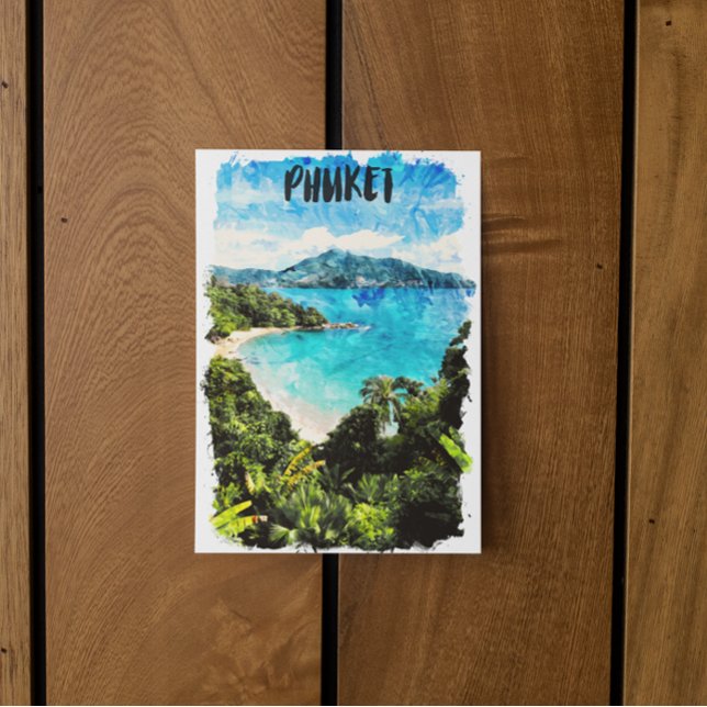 Beautiful Phuket Thailand Beach Paradise Postcard (phuket thailand tropical watercolor postcard)