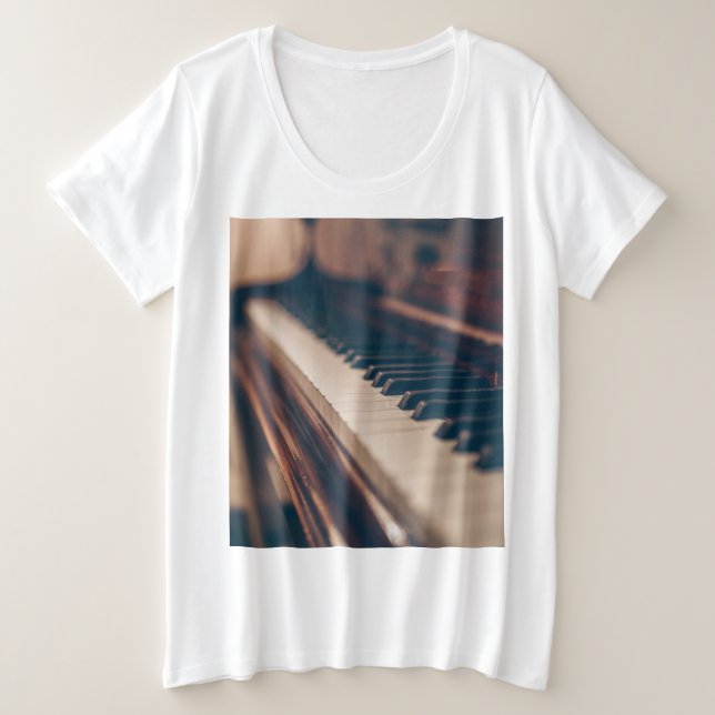 Beautiful Piano Design Plus Size T-Shirt (Design Front)