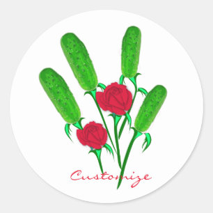 Beautiful Pickle Bouquet with Roses Thunder_Cove Classic Round Sticker