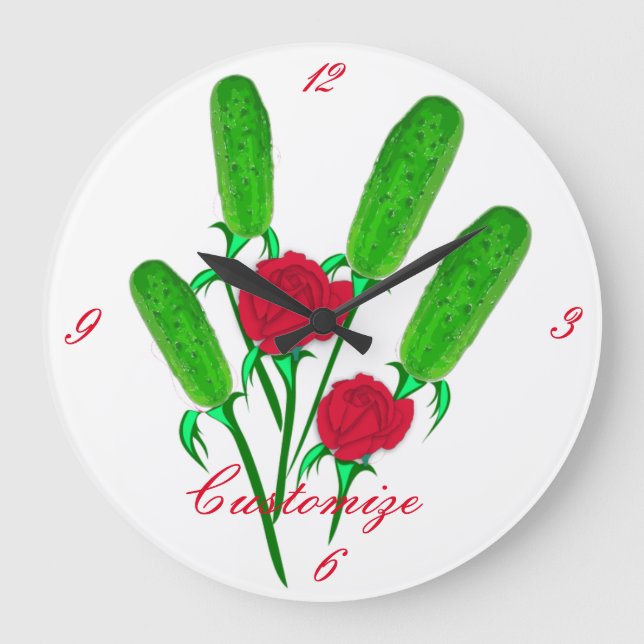 Beautiful Pickle Bouquet with RosesThunder_Cove Large Clock (Front)