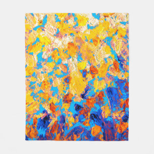 Beautiful pictorial handmade gouache dab etude ske fleece blanket