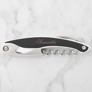 Beautiful Pink and Black with roses on back Corkscrew