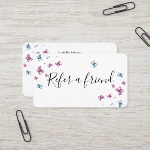 Beautiful Pink and Blue Butterfly Referral Card