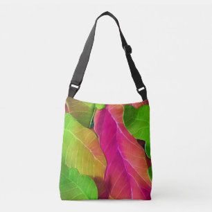 Beautiful Pink and Green Leafy Pattern Crossbody Bag