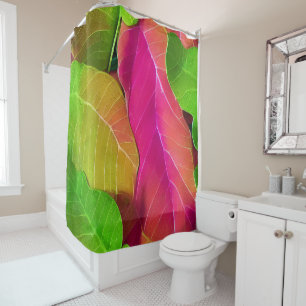 Beautiful Pink and Green Leafy Pattern  Shower Curtain