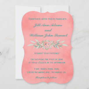 Beautiful Pink and Green Rustic Floral Wedding Invitation