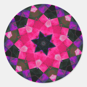 Beautiful Pink and Purple Kaleidoscope Star Classic Round Sticker