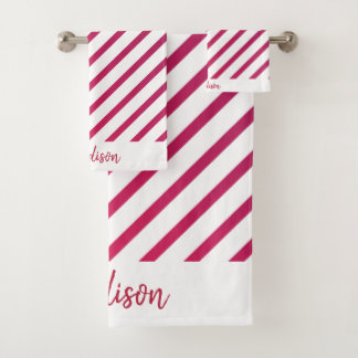 Beautiful Pink and red Stripes Bath Towel Set