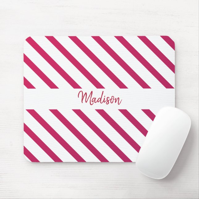 Beautiful Pink and red Stripes  Mouse Pad (With Mouse)