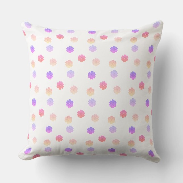 Beautiful Pink and Violet Pastel Colour Floral Cushion (Front)