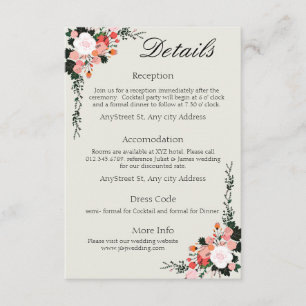 Beautiful Pink and White Blush floral  Enclosure C Card