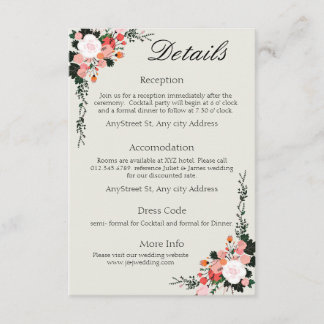 Beautiful Pink and White Blush floral Enclosure C Card