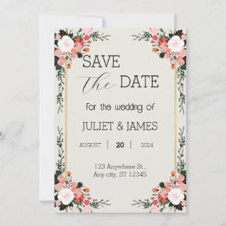beautiful pink and white Blush Floral Save The Date