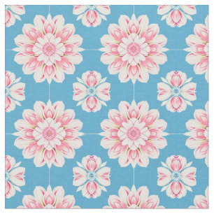 Beautiful Pink and White Floral Mandala Fabric