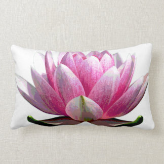 Beautiful Pink and White Lotus Flower Lumbar Cushion