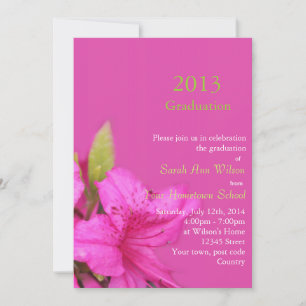 Beautiful pink azalea flowers graduation invitatio invitation