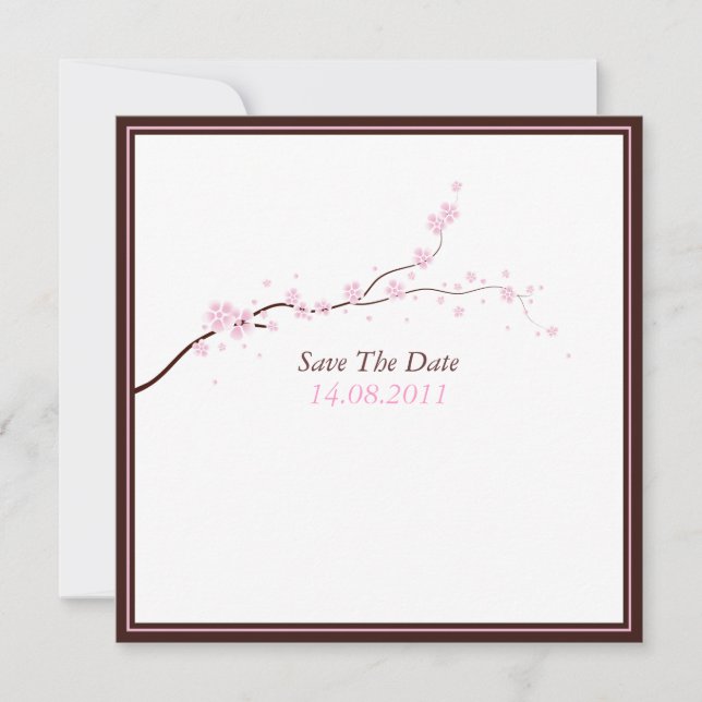 Beautiful Pink Blossom Wedding Save the Date (Front)