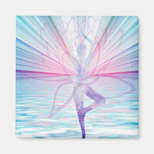 Beautiful Pink & Blue Vrikshasana Yoga Magnet