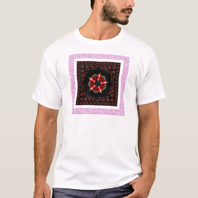 Beautiful Pink Blue White Hearts of Love Design T-Shirt (Front)