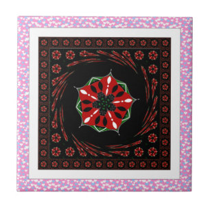 Beautiful Pink Blue White Hearts of Love Design Tile